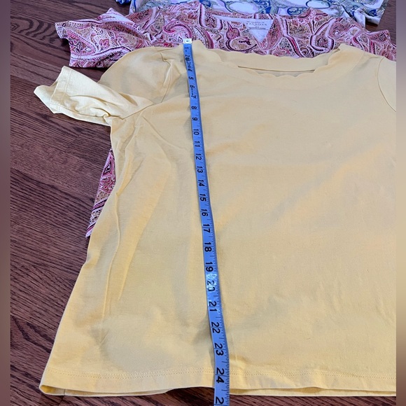 Lot Of 3 Talbots Tee Petite XL Blue Paisley Pink Paisley Yellow Scallop Neck SS - Picture 10 of 13